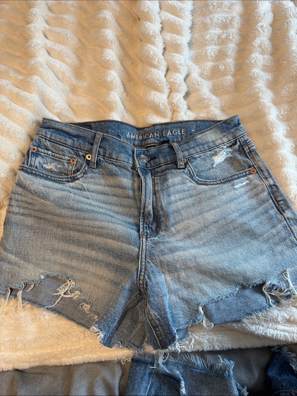 American Eagle Outfitters Faded Blue Distressed Denim Shorts